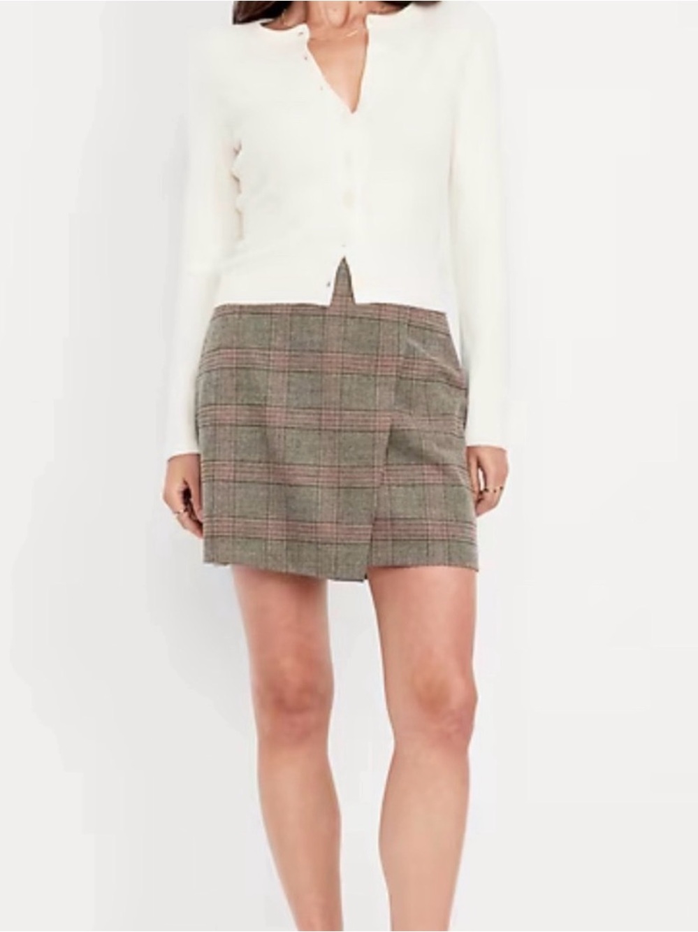 NWT High Waisted Plaid Front Wrap Mini Skirt